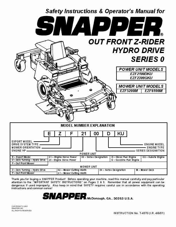 Snapper Lawn Mower EZF2300GKU, EZF2100DKU, EZF5200M, EZF6100M-page_pdf